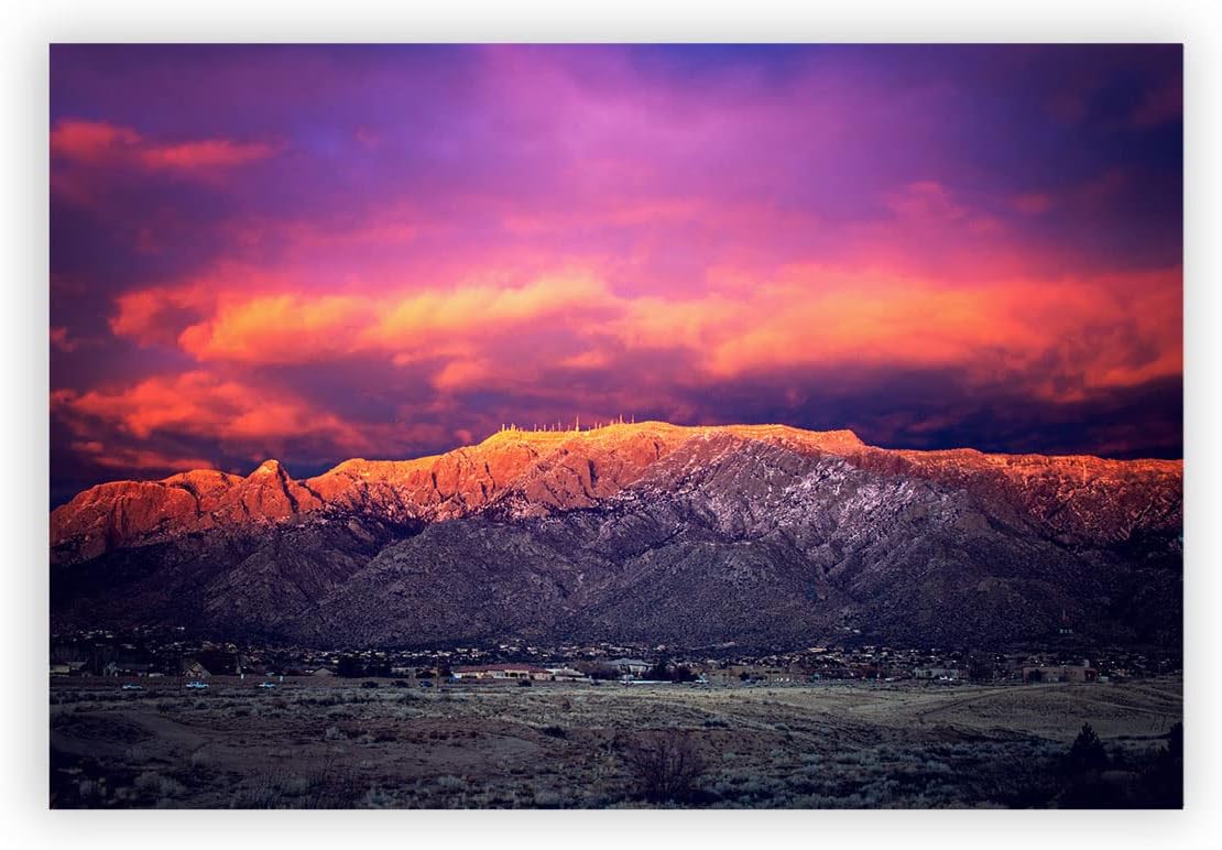 Landscape Canvas Print Wall Art For Bedroom Living Room Southwestern Landscape With Sandia Mountains In New Mexico Decorative Painting Print Wall Decor Home Decor 12x16 In 12x16 in