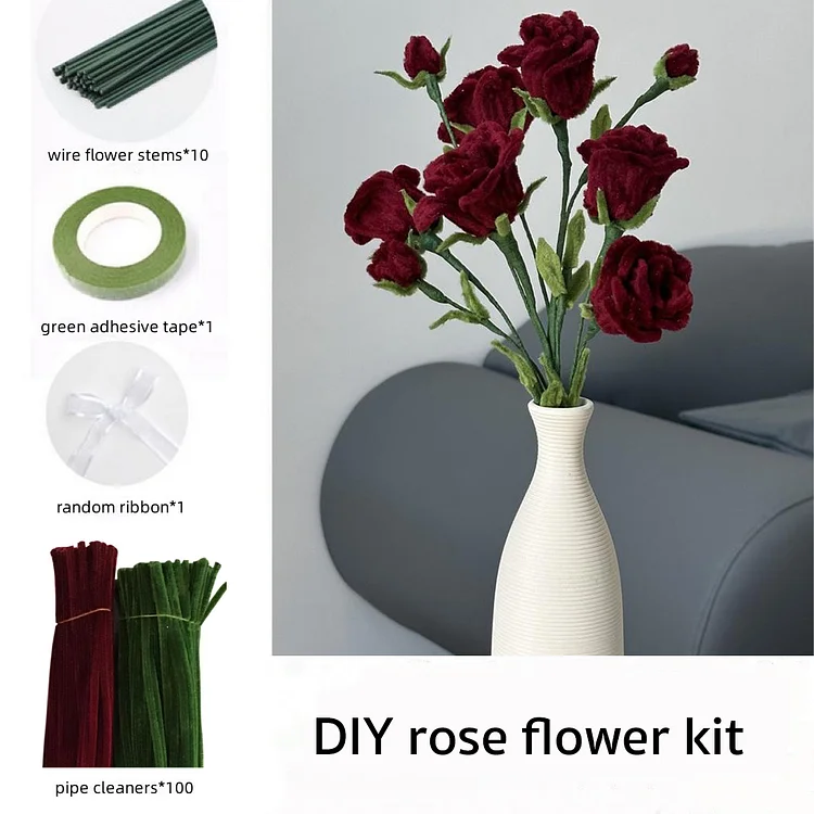 DIY Pipe Cleaners Kit Rose Flower