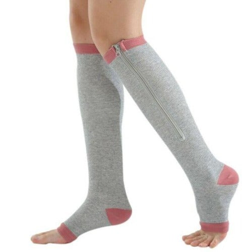 Zipper Compression Socks - Zip Up Support Stockings - Easy to Wear