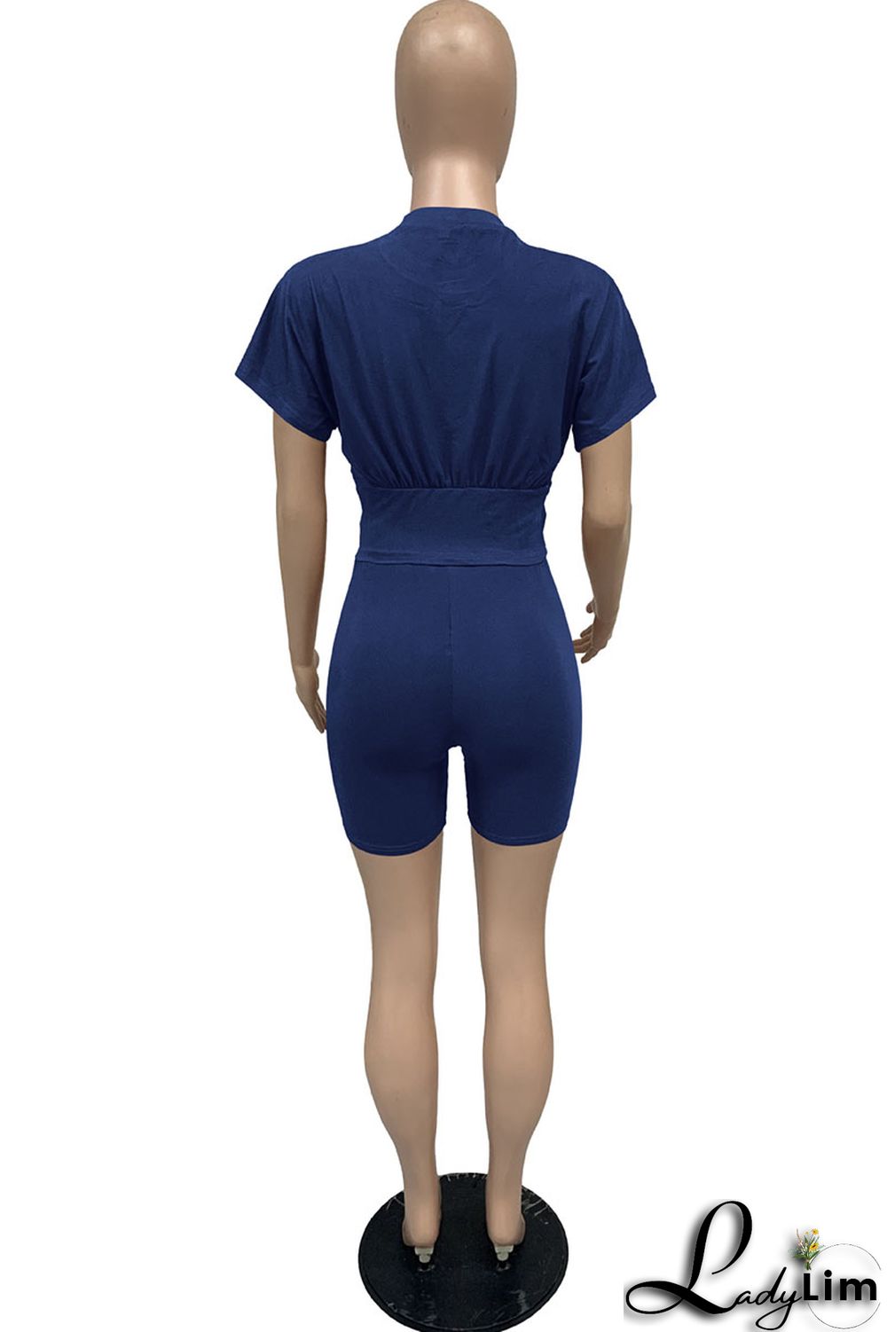 Yellow Casual Solid Split Joint O Neck Short Sleeve Two Pieces