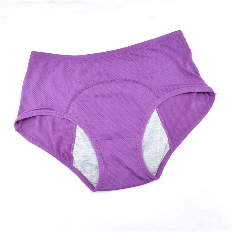 Damokan High Elasticity Menstruation Underwear Mid Rise Leak-proof Safety Briefs Plus Size Seamless Panties Nude Cotton Solid Lingerie