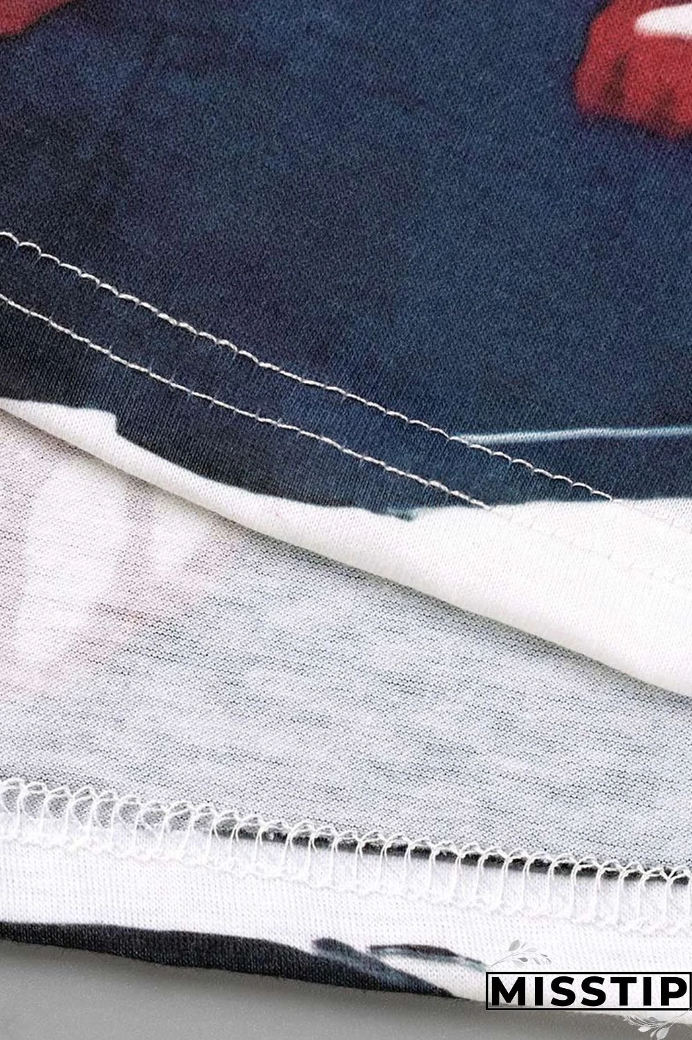 Deep Blue Fashion Casual Print Hollowed Out O Neck T-Shirts