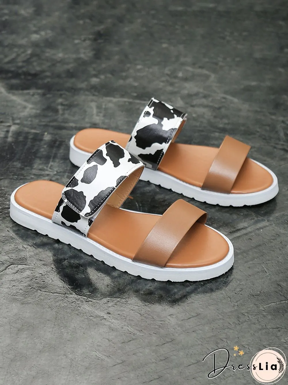 Leopard Print Snake Print Zebra Print Cow Print Strap Casual Slippers