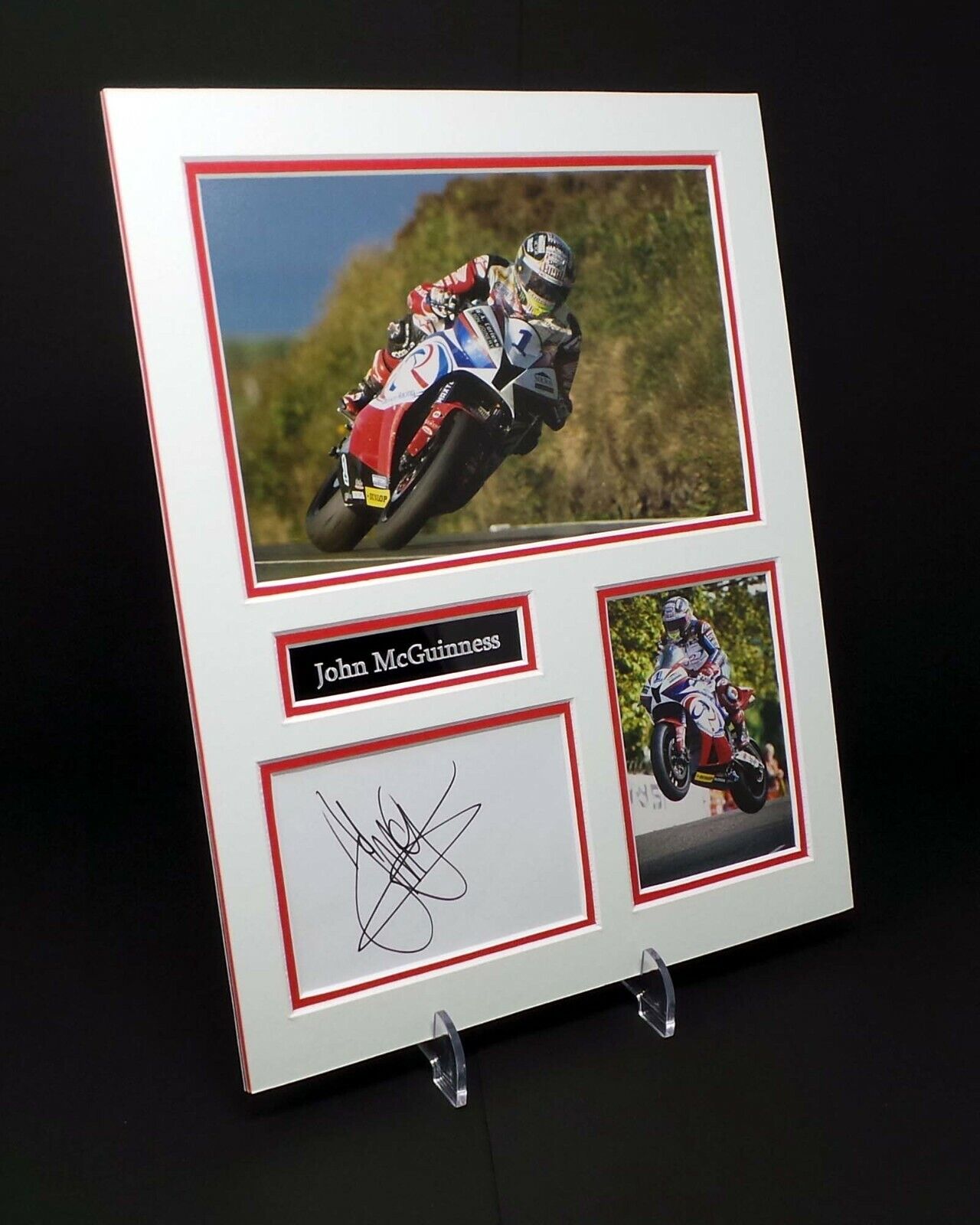 John McGUINNESS Signed Mounted Photo Poster painting Display 1 AFTAL Isle of Man TT Race Legend