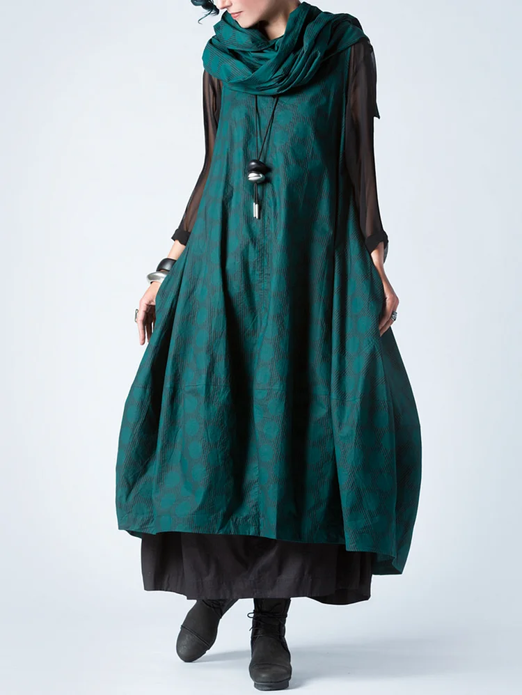 Cowl Neck Allover Print Midi Dress