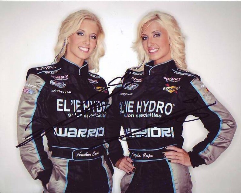 Angela and amber cope signed autographed nascar 8x10 Photo Poster painting