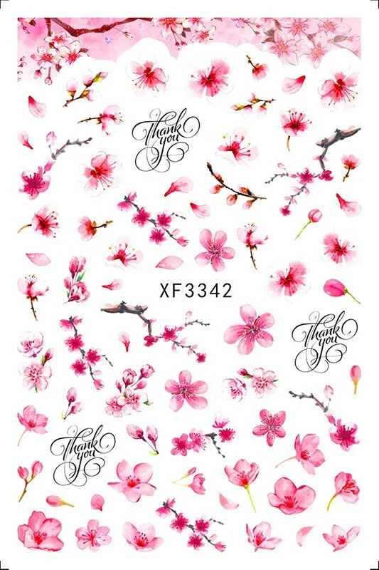 3D Nail Sticker Flowers Leaves Abstract Floral Decals And Sticker Nail Foils Slider Nail Art Decals Manicure Nails Accesories-Nail Inspo