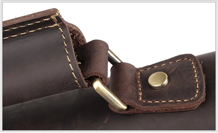 New Handmade Crazy Horse Leather Men Portfolio for 15.6" Laptop