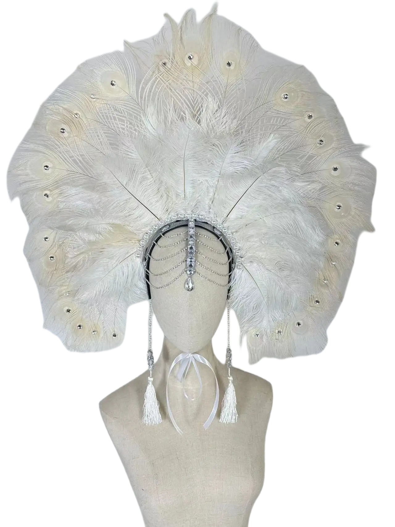 VCSHOES Feather headdress samba costume carnival halloween party bar performance hat makeup dance wings parade