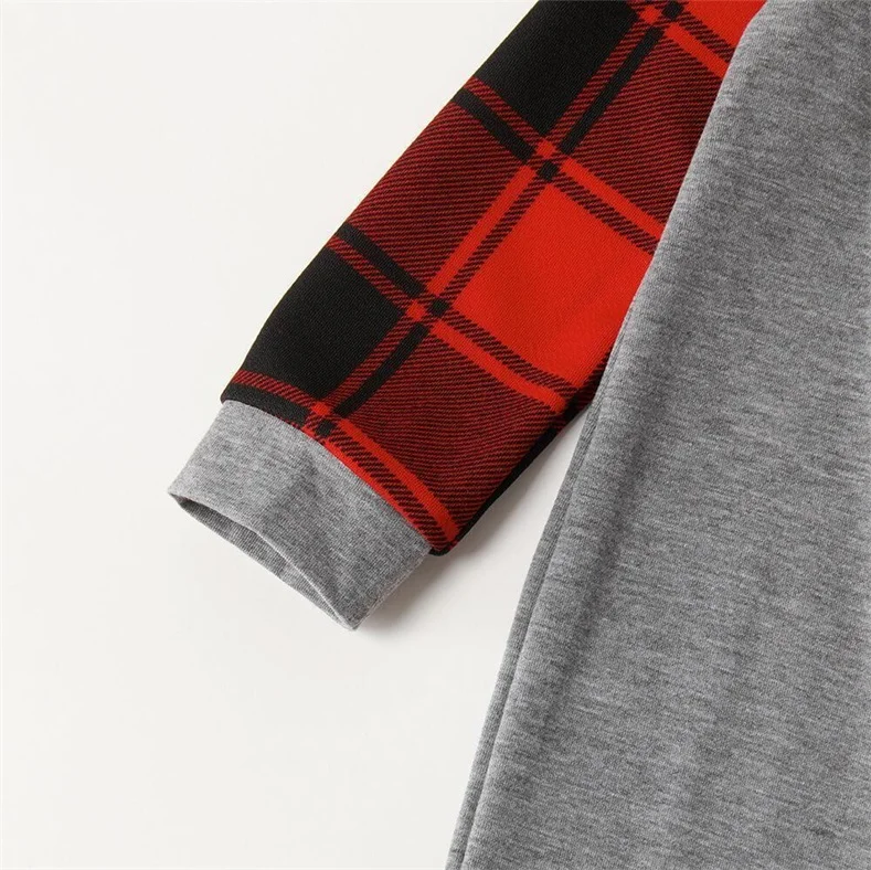 Let It Snow Snowflake Grey Top With Grey&Red Plaid Pants Matching Pajamas