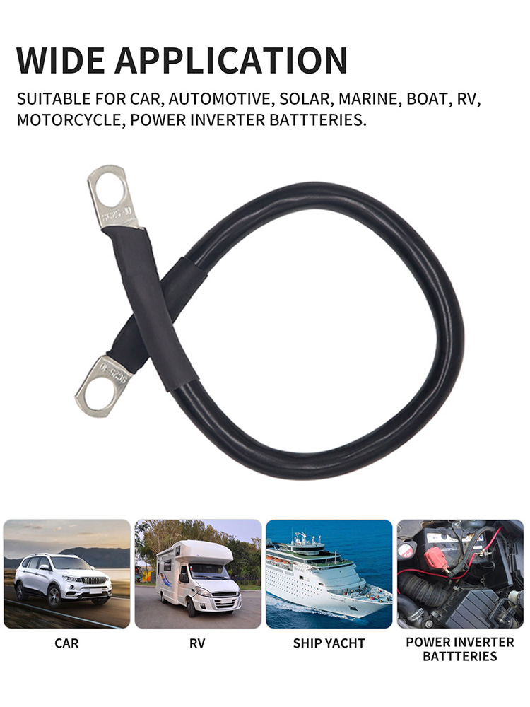 

4 AWG Gauge Black Negative Battery Inverter Cable with Lugs for Car Boat RV, 30cm, 501 Original