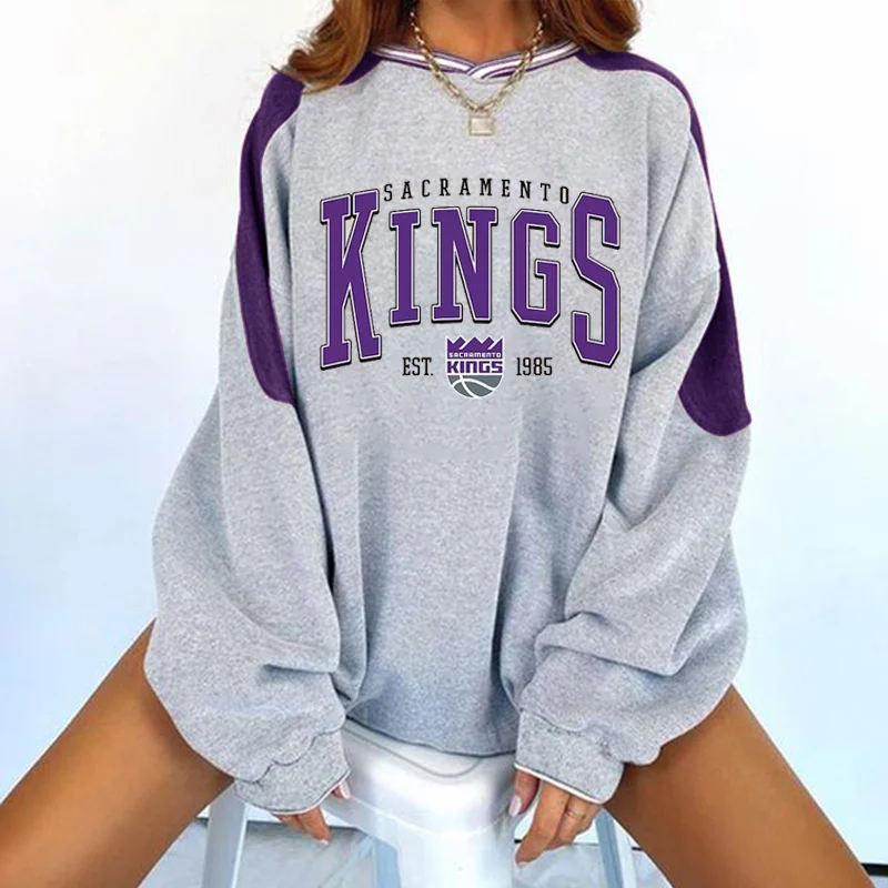 Women's Vintage Sacramento Kings Basketball Print Sweatshirt