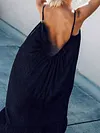 Loose Solid Color Condole Belt Maxi Dress