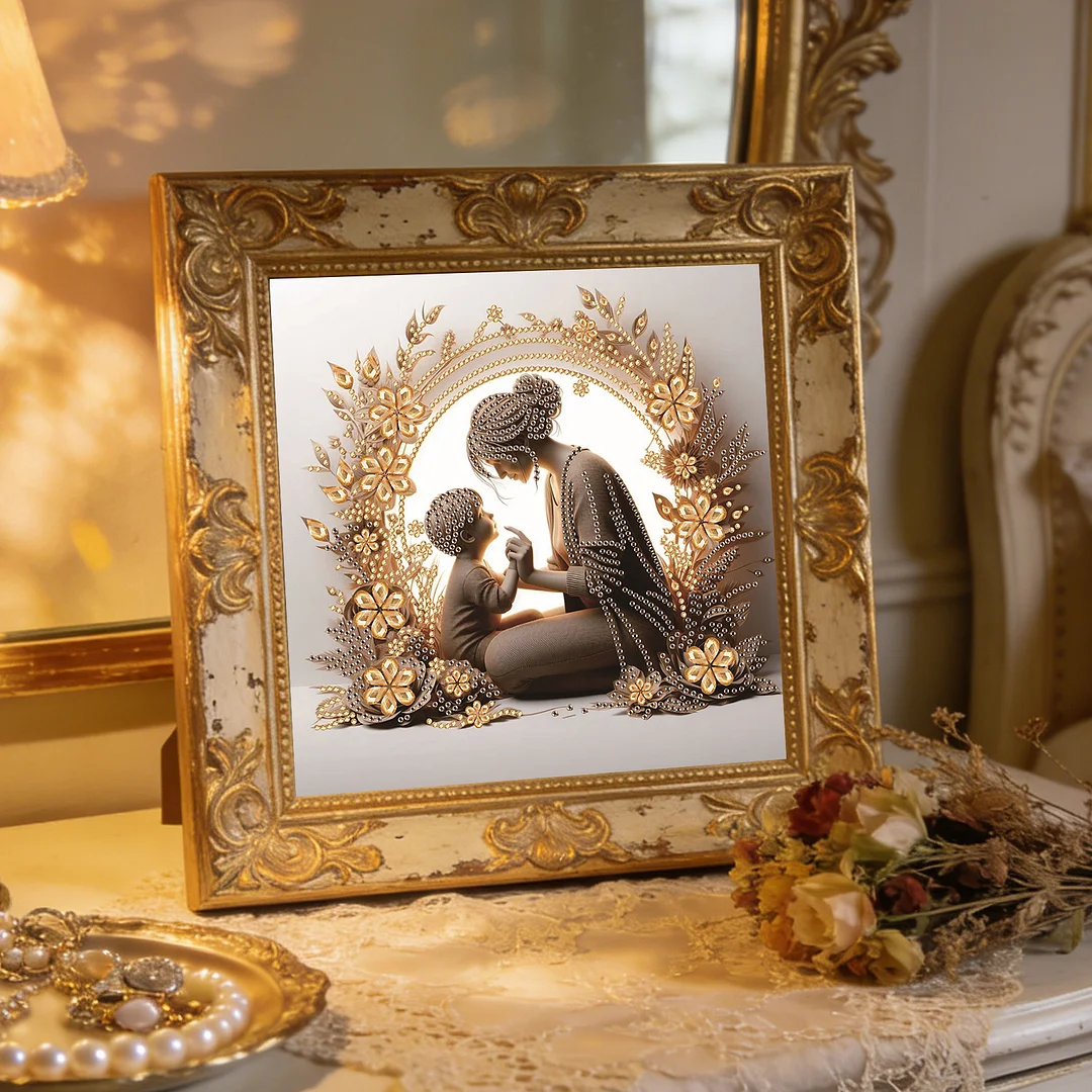 Diamond Painting - Partial Special Shaped Drill - Golden Mother Love(Canvas|30x30cm)