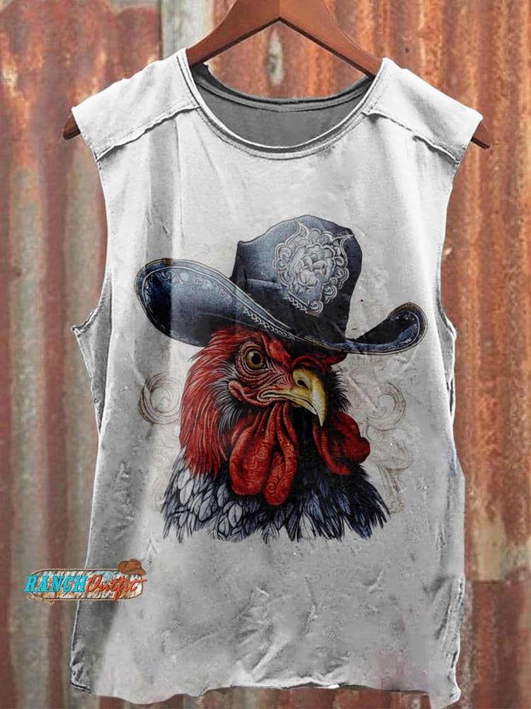 Cowboy Chicken Print T-Shirt Multicolor / S