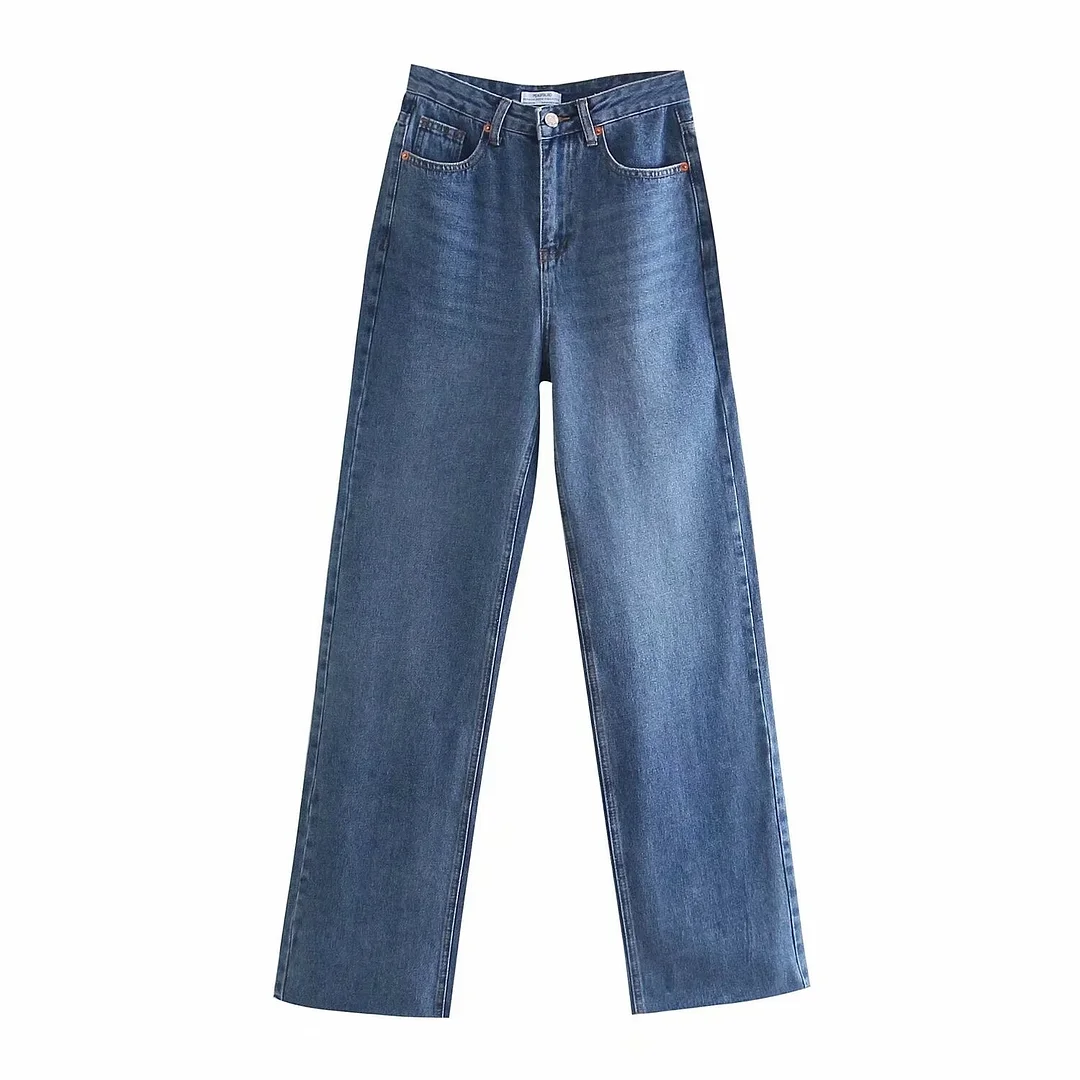 Christmas Gift Withered 2023 England Style Vintage Mom Jeans Woman High Waist Jeans Loose Burrs Boyfriend Jeans For Women Denim Wide Leg Pants