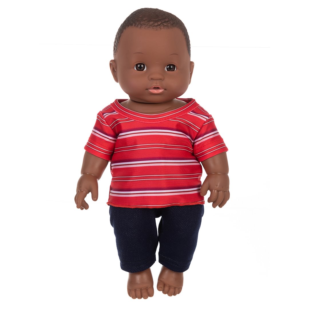 12inch African American Boy Doll with Red Casual sport Tees 30CM Vinyl