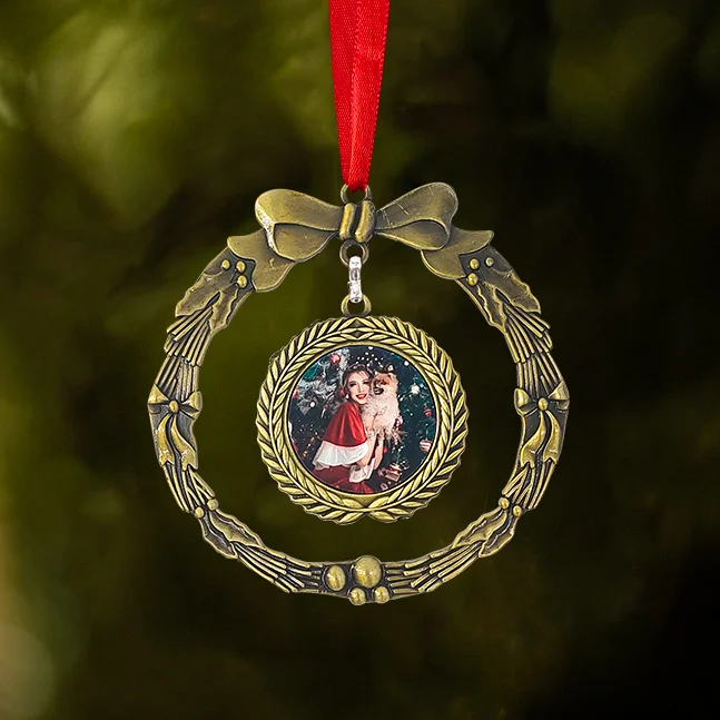 Personalized Christmas Wreath Photo Ornament Family Gifts