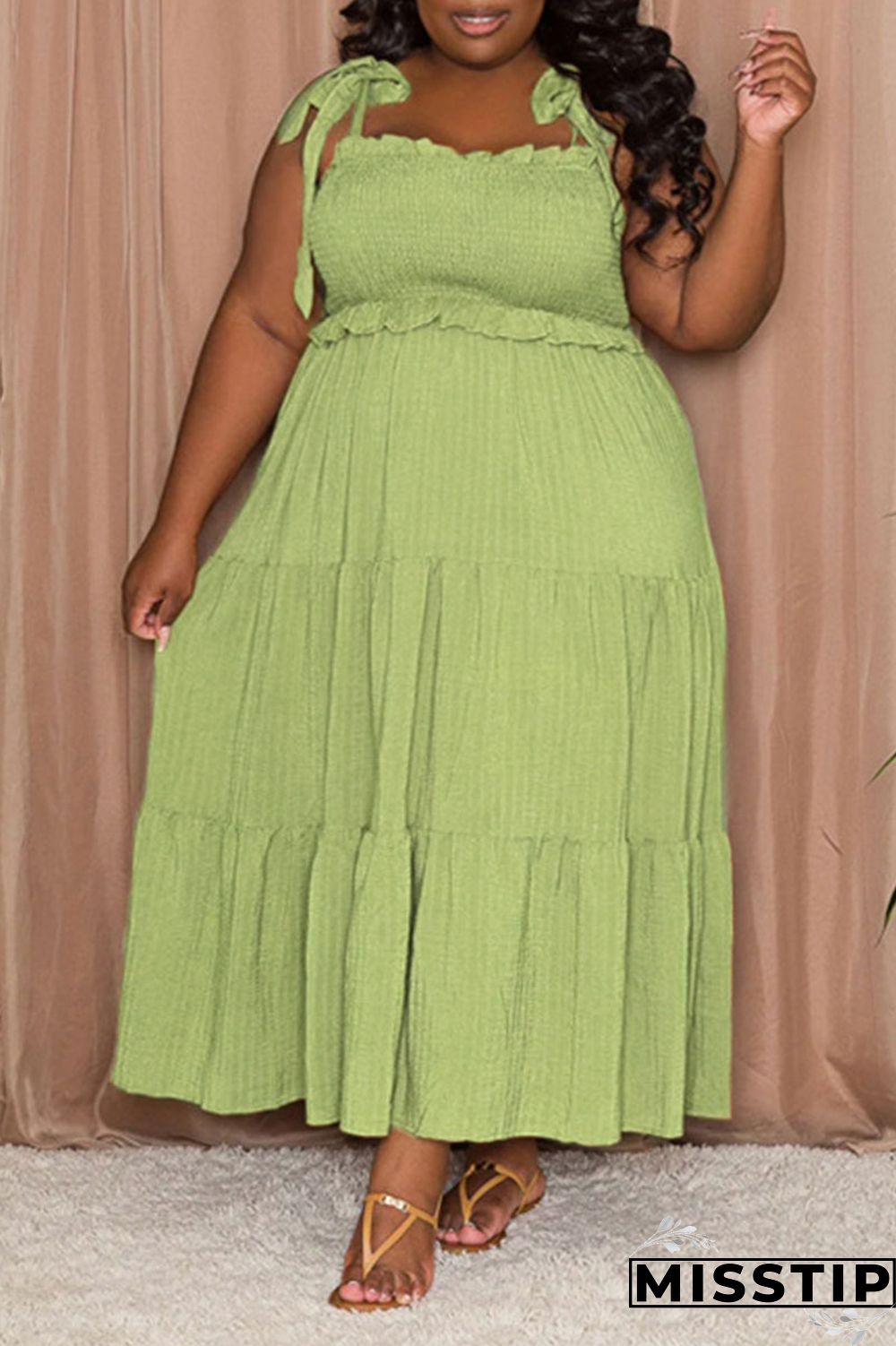 Black Casual Sweet Solid Bandage Patchwork Fold Spaghetti Strap Sling Dress Plus Size Dresses