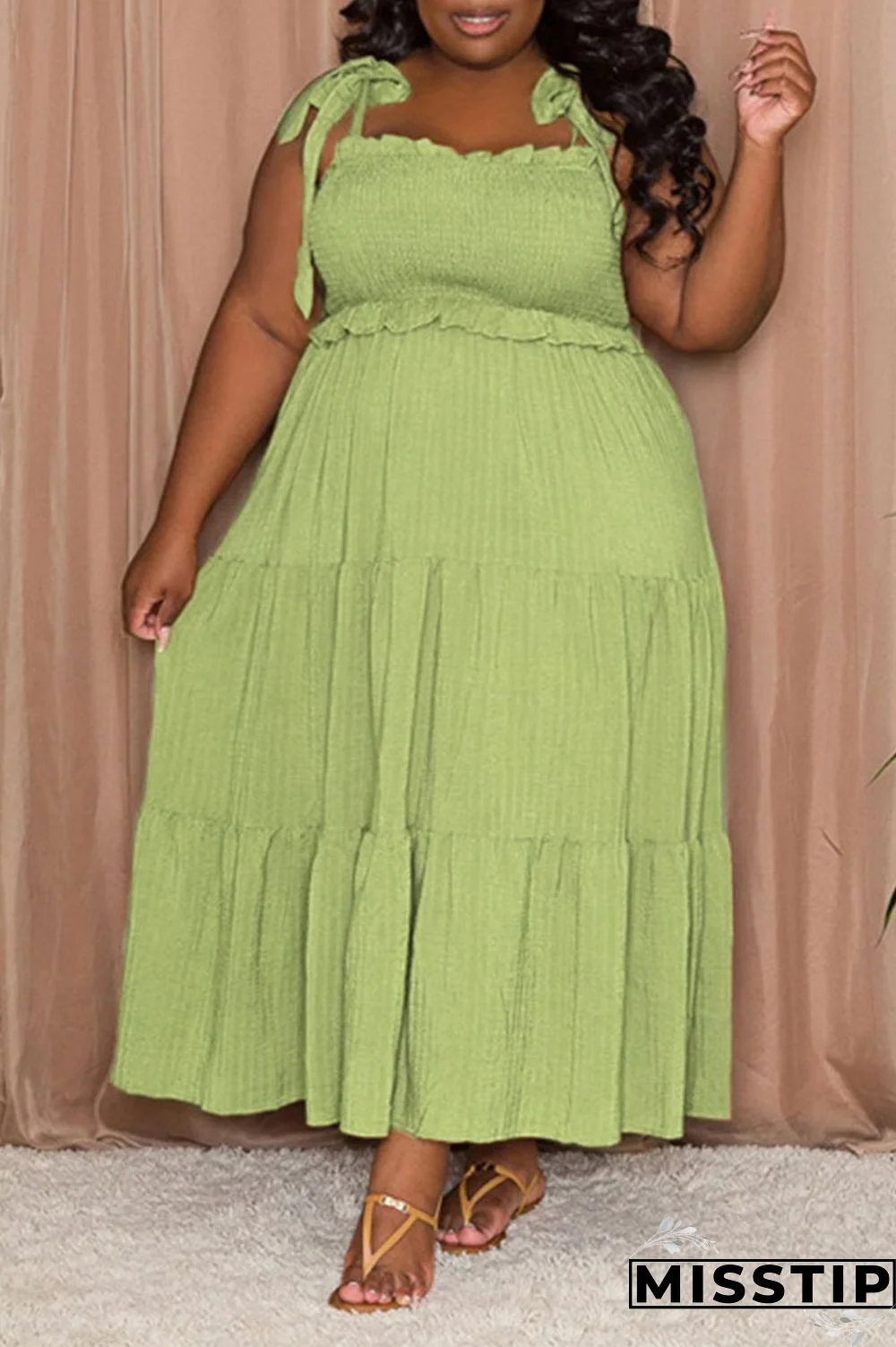 Black Casual Sweet Solid Bandage Patchwork Fold Spaghetti Strap Sling Dress Plus Size Dresses