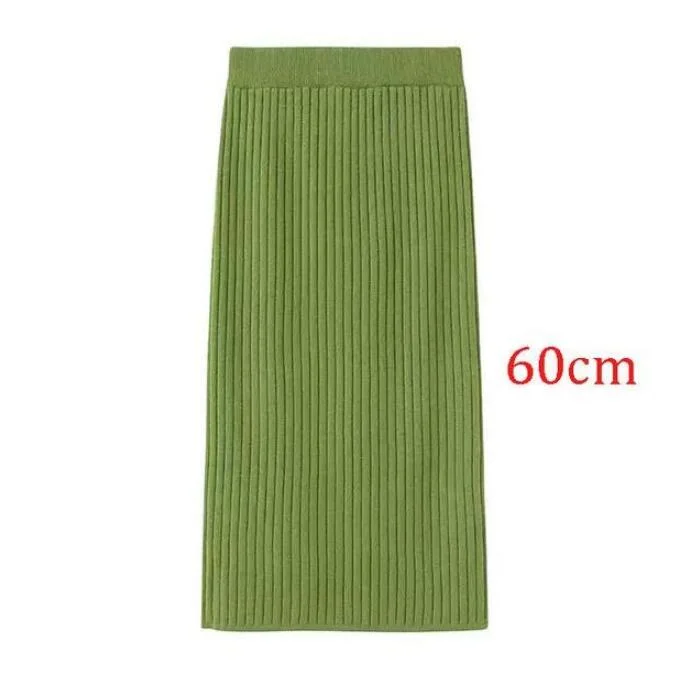 2020 Women's Spring Pencil Knitted Skirt High Waist Warm Elegant Knitting Ribbed Party Skirt Black Solid Ladies Office Skirts