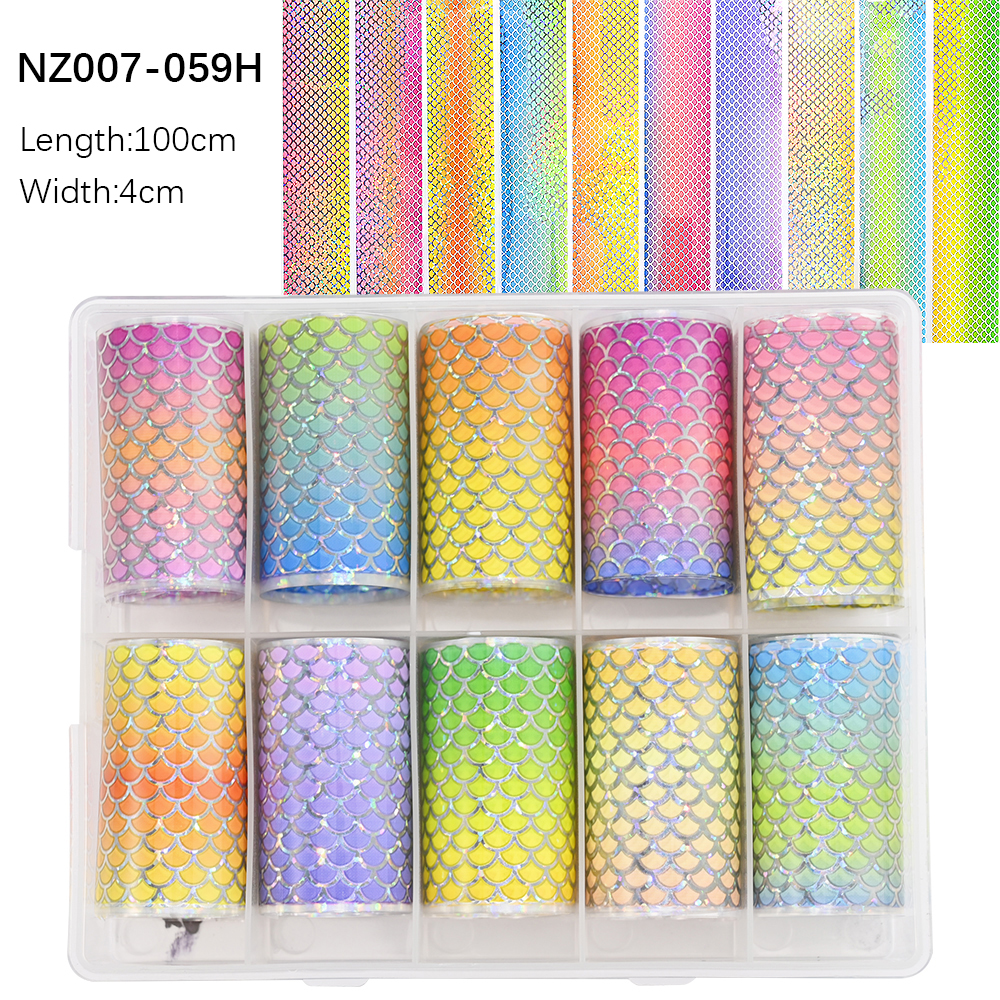 Kissbake 10pcs 4x100cm Nail Transfer Foil Paper Sticker Set Luxury Foil Nails Logo Transfer Nail Stickers Designer Fashion Nail Art Decal