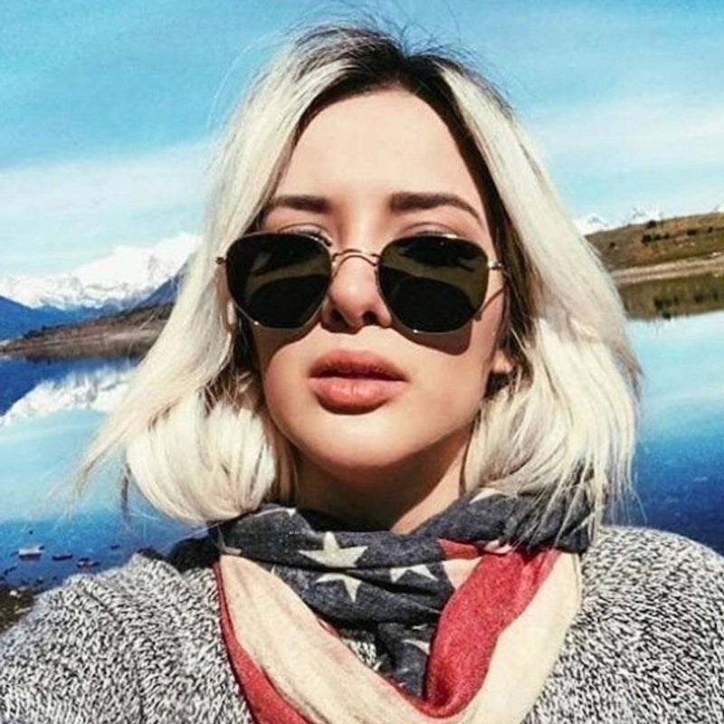 Fashion Solid Color Resin Polygon Full Frame Women’s Sunglasses