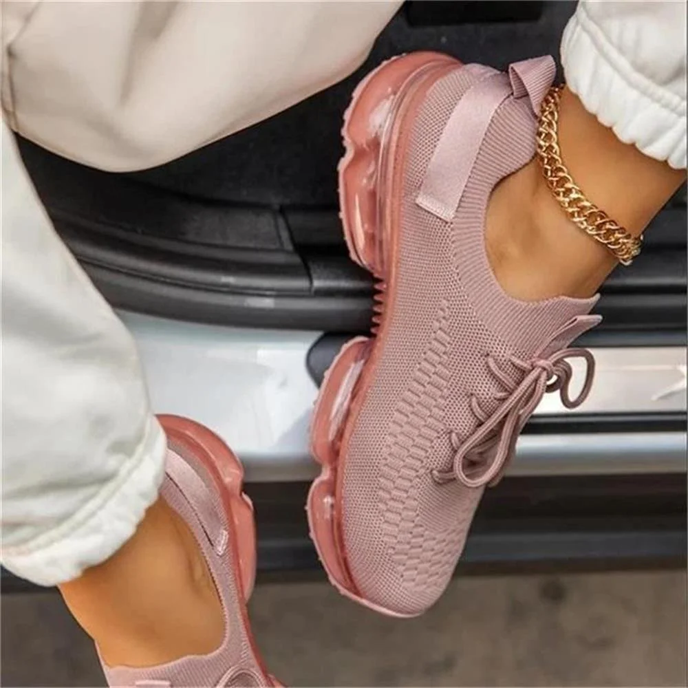Women Breathable Sneakers 2021 Spring New Color Matching Mesh Lace Up Ladies Casual Shoes Outdoor Flat Sport Vulcanized Shoes