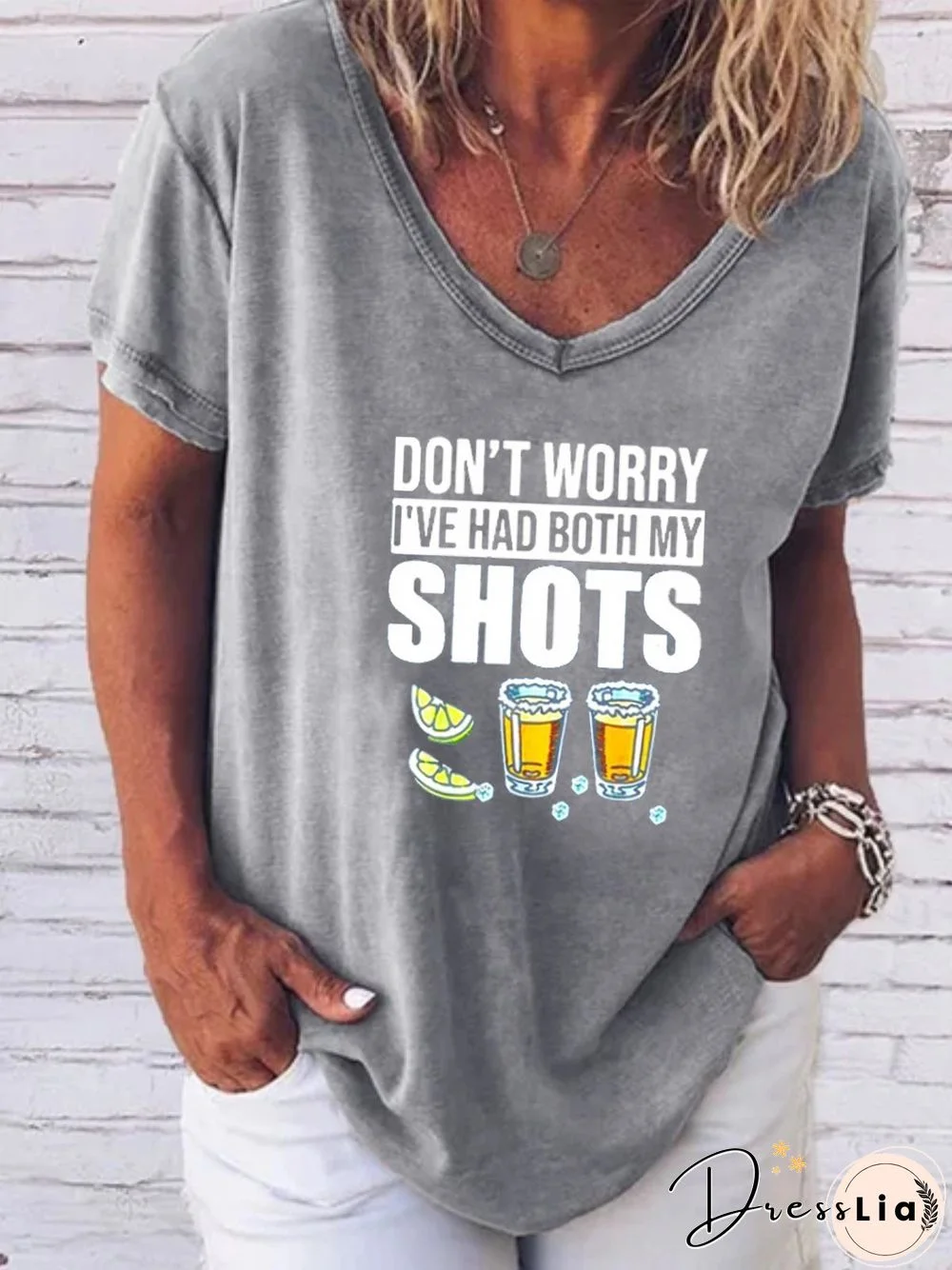 Short Sleeve V Neck Plus Size Printed Tops T-Shirts