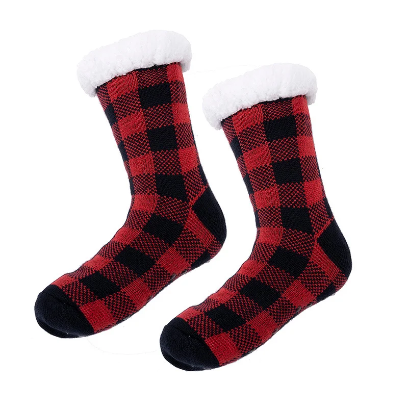 Unisex Christmas Plaid Warm Home Carpet Socks