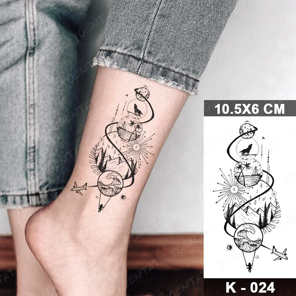 Waterproof Temporary Tattoo Sticker Small Moon Deer Star Mountain Flash Tatoo Forest Wrist Fake Tatto For Body Art Women Men