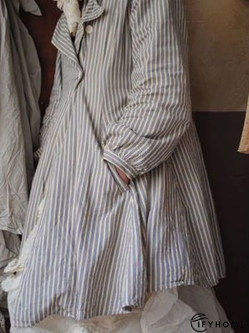 Gray Casual Lapel Long Sleeve Trench coat | IFYHOME