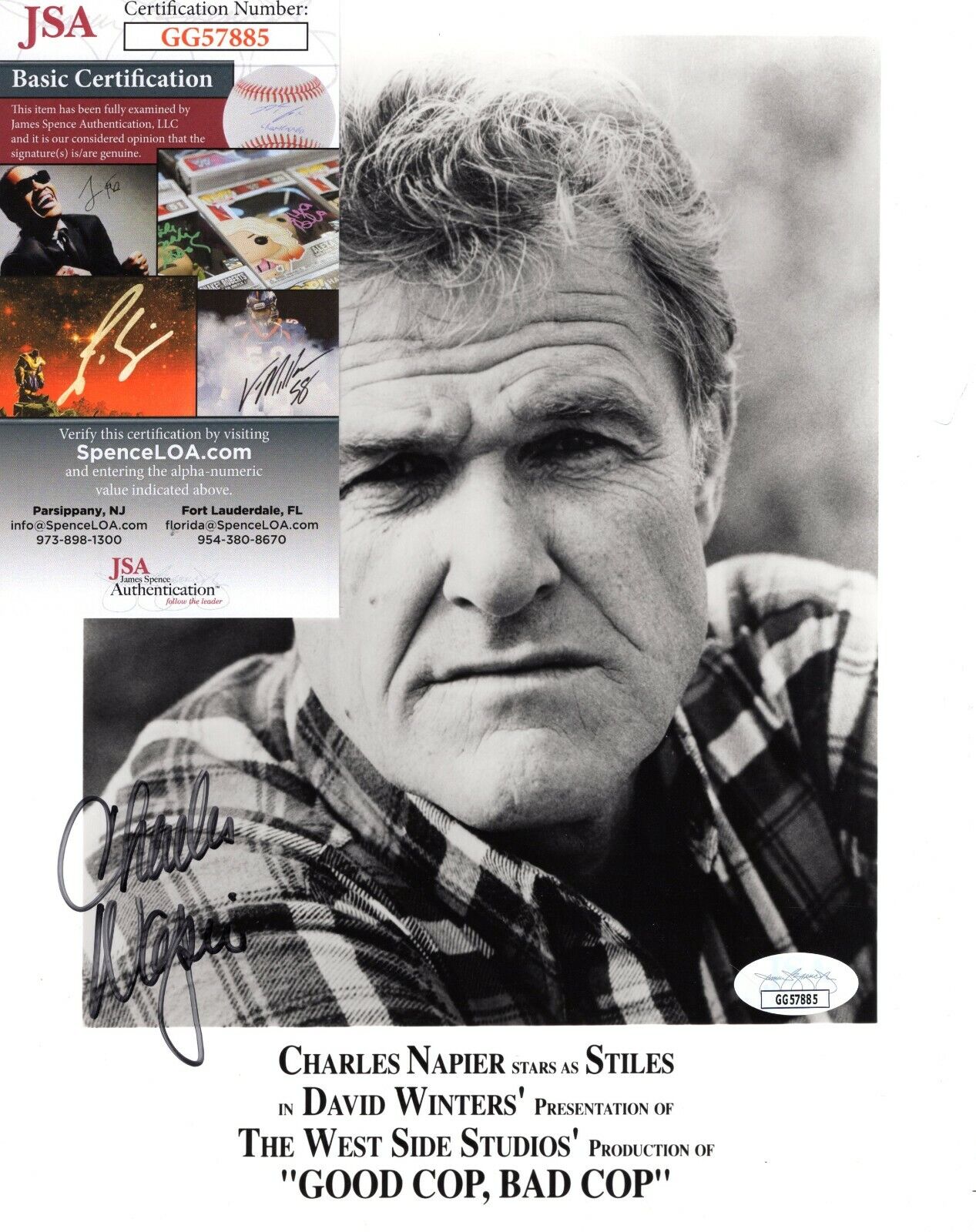 Charles Napier Good Cop Bad Cop Actor Hand Signed Autograph 8x10 Photo Poster painting JSA COA