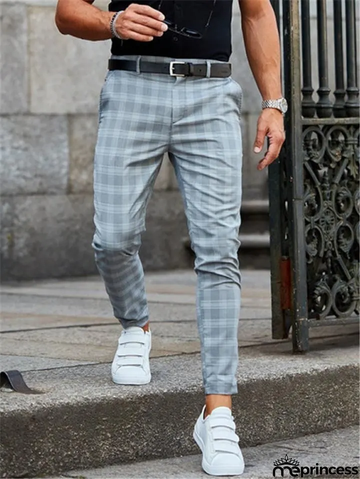 Men&rsquo;s Button Up Plaid Trousers