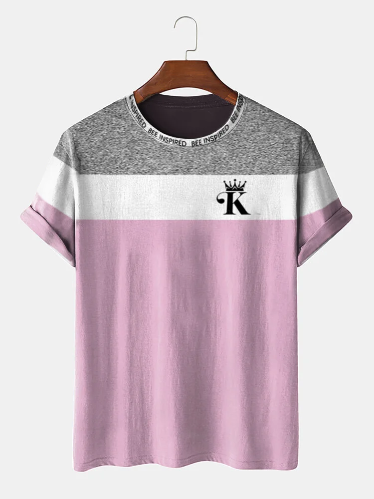 Three-Color Contrast Short-Sleeved T-Shirt