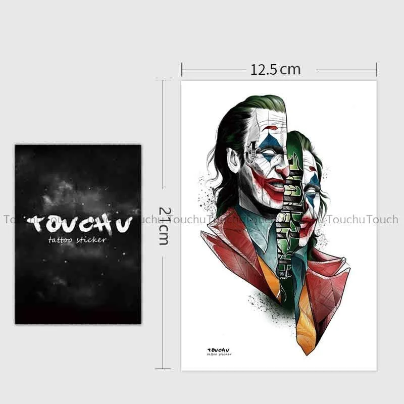 Dark Clown Flower Arm Temporary Tattoo Waterproof Simulation Long Lasting Fake Tattoo for Men Women Leg Arm Scar Tattoo Stickers