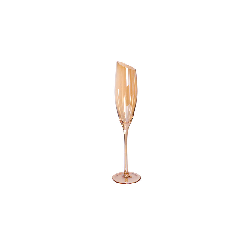 Beveled Multicolored Glass Champagne Glass
