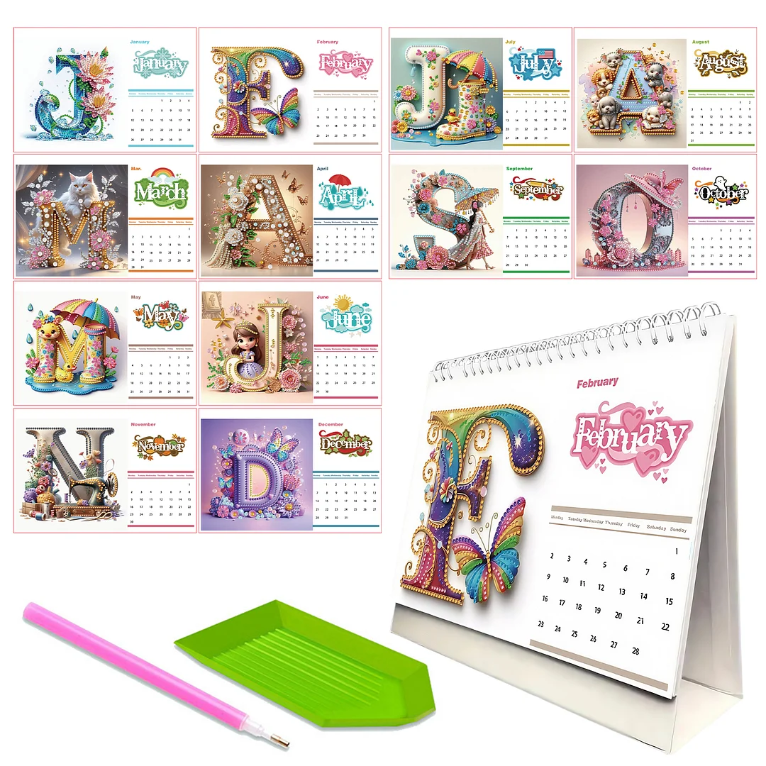 5D/DIY Calendar Crystal Painting Desk Calendars Kit Diamond Decorations Calendar