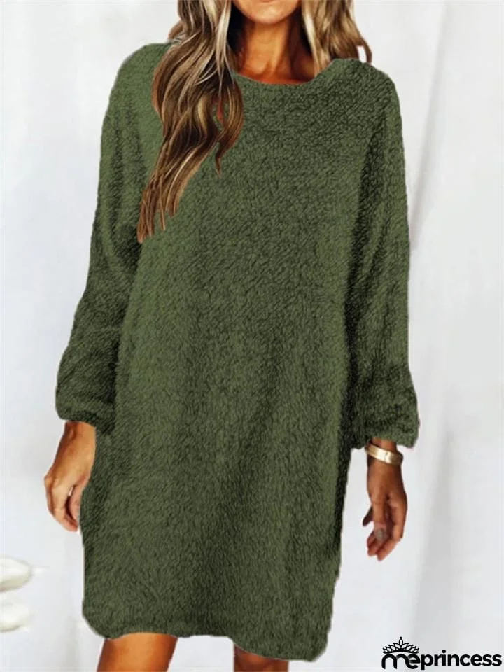 Women's Winter Casual Daily Wear Loose Thermal Plush Dresses