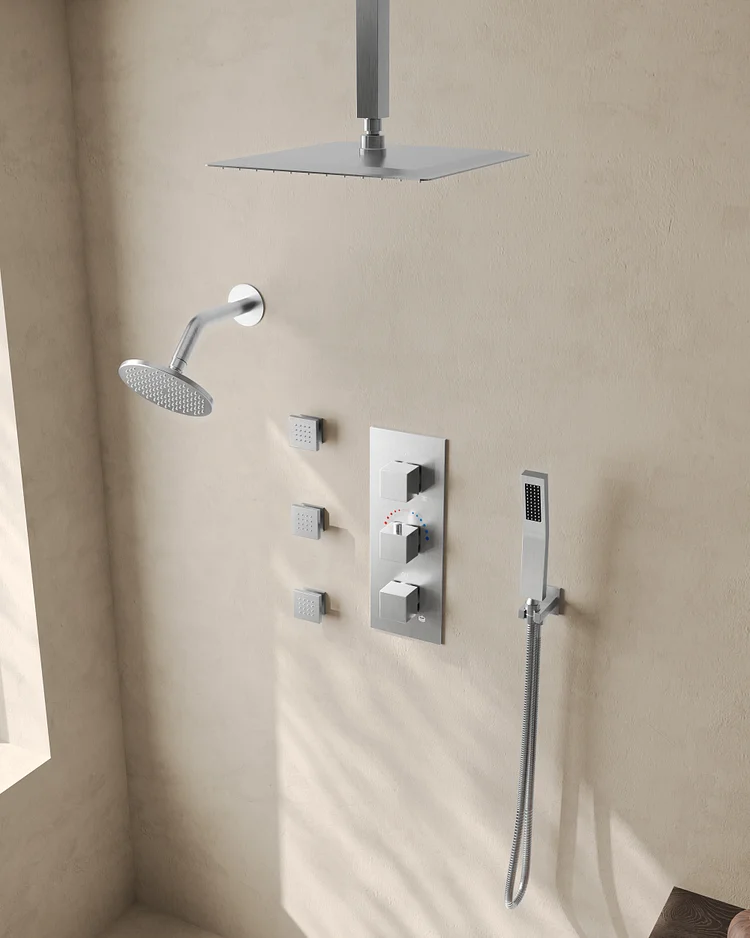 SFS-1067-NK12 EVERSTEIN Four-function 12-inch luxurious dual-top shower set(BRUSHED NICKEL)
