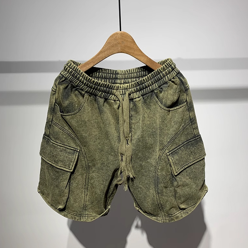 Men's Retro Versatile Stitching Workwear Denim Shorts