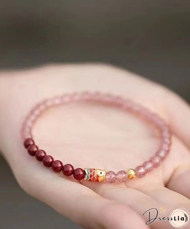 Handmade Inlaid Crystal Cinnaba Bracelet