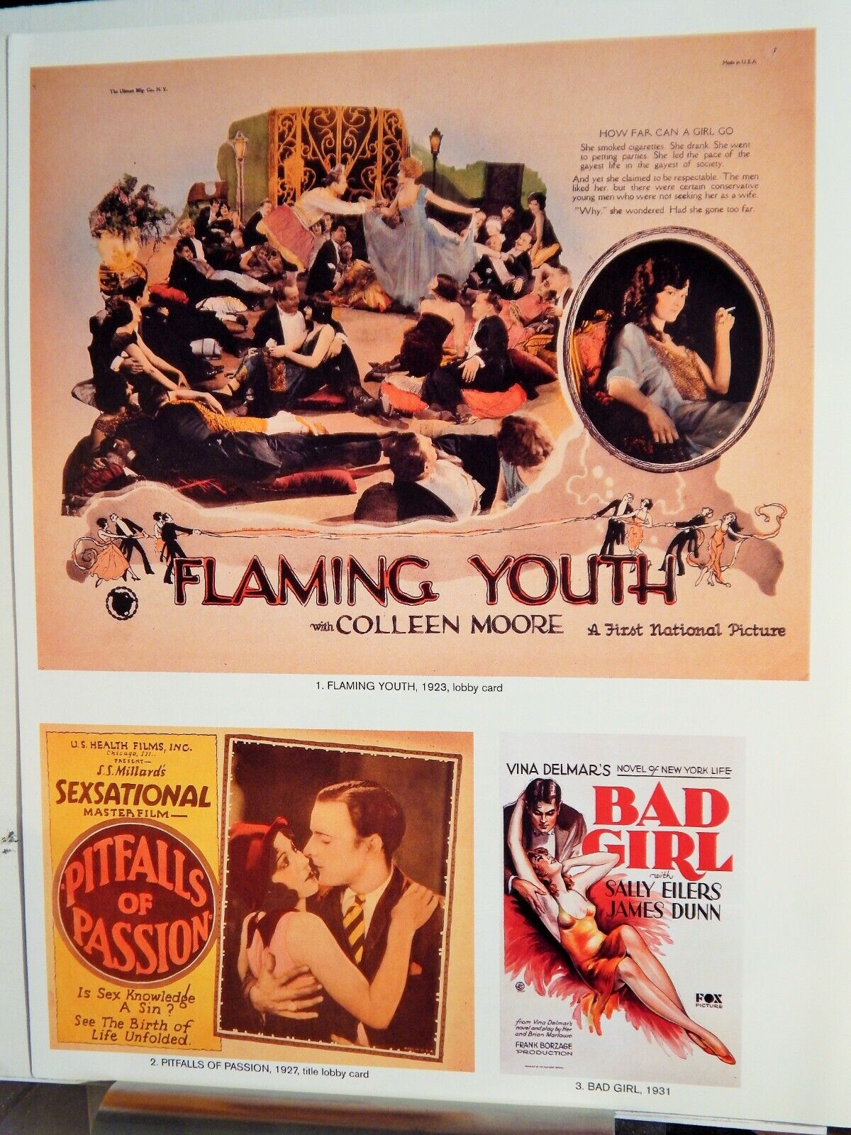 FLAMING YOUTH / PITFALLS OF PASSION / BAD GIRL (RARE POSTER Photo Poster paintingS) SALLY EILERS