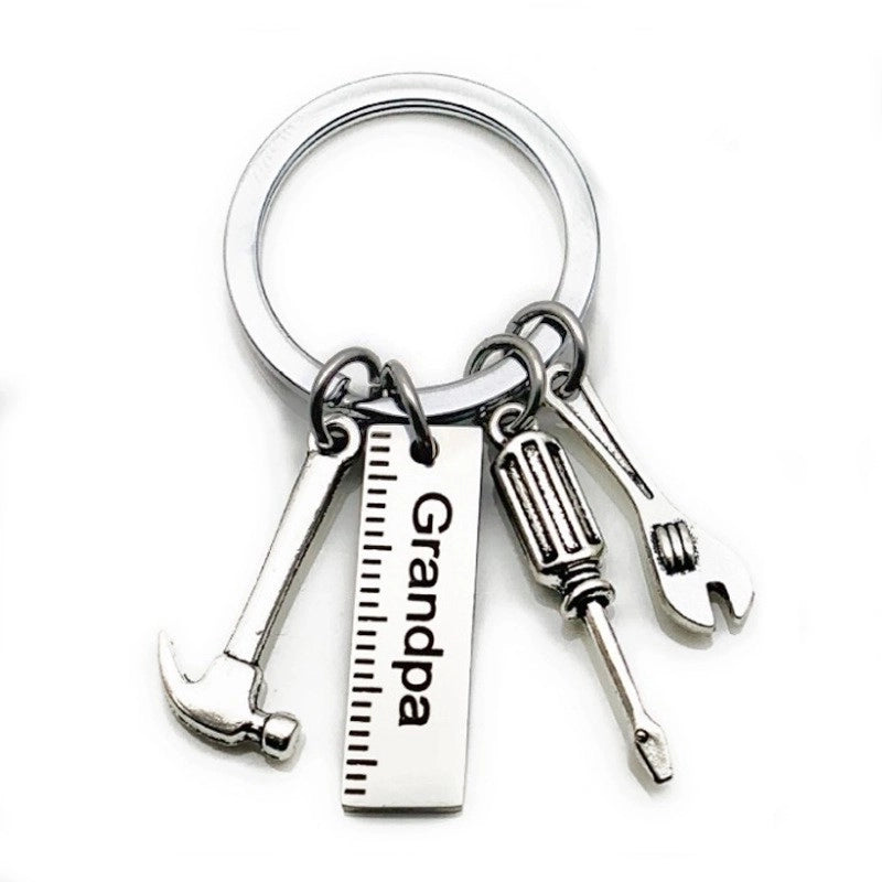 Father’s Day Gift Letter Grandpa Papa Dad Caliper Tool Stainless Steel Key Ring