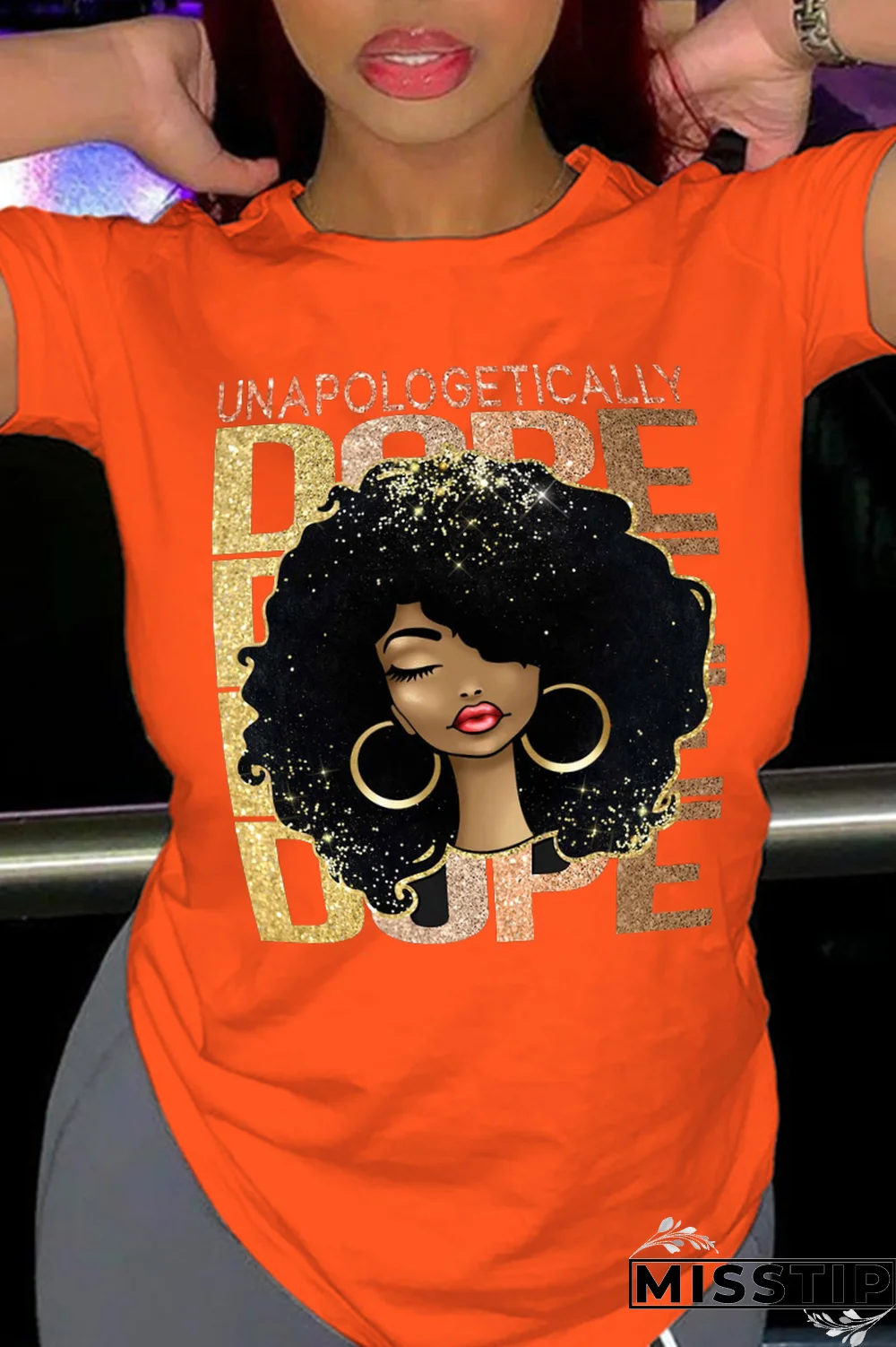 Black Casual Street Print Letter O Neck T-Shirts