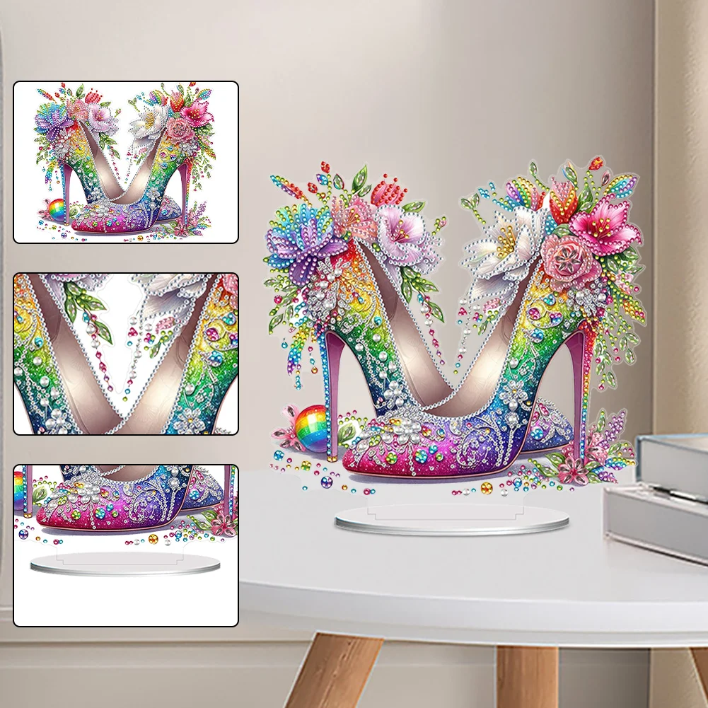 5D DIY High Heels Acrylic Special Shape Diamond Painting Desktop Ornament for Beginner