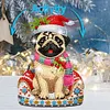 DIY Christmas Pug-Acrylic Diamond Painting Ornaments With Shaking Head Function