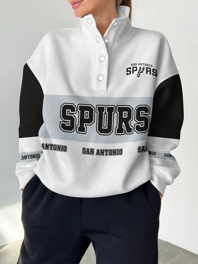 San Antonio Spurs  2025 New Design Casual Snap Mockneck Pullover