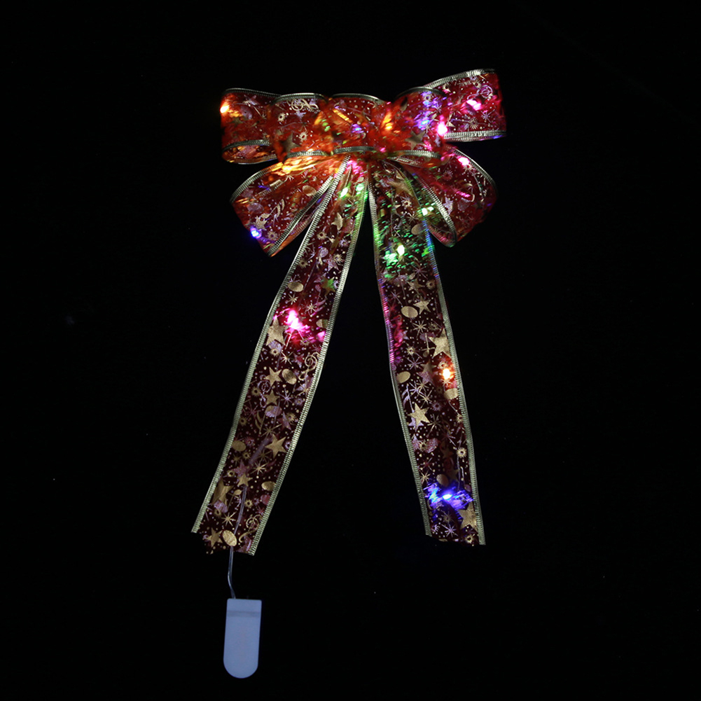 Christmas Tree Topper LED Ribbon Bows Ornaments New Year Party Decorations от Cesdeals WW