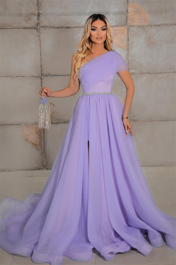 Dresseswow One Shoulder A-Line Prom Dress Beadings With Split On Sale